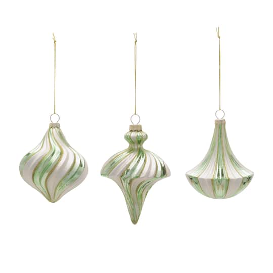 Melrose Green Petite Glass Christmas Ornament Set